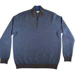 KINROSS 100% Cashmere 1/4 Zip Pullover Sweater Blue Gray XL